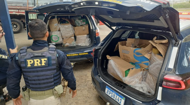 Ação conjunta da PRF e PF apreende 340 quilos de drogas na BR-116