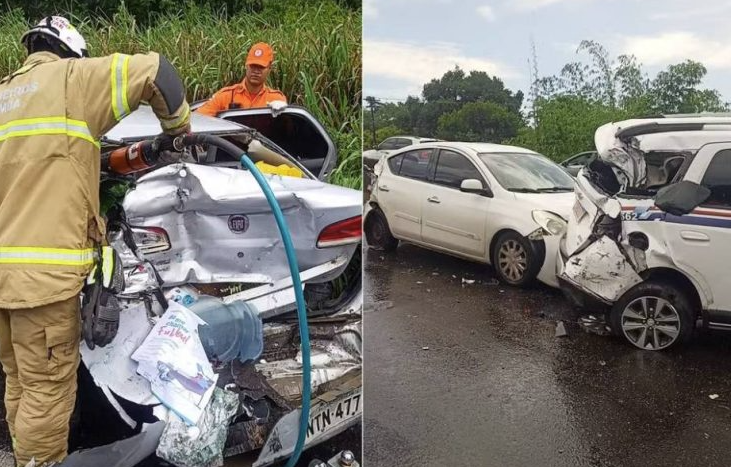 Engavetamento com 13 veículos deixa feridos na BR-324 em Simões Filho