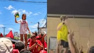 Menina ergue Constituição em ato de Lula e imagem é comparada a vídeo de criança com objeto semelhante a arma