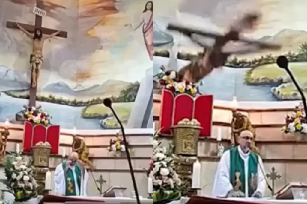 Padre morre após ser atingido por cruz de madeira durante missa transmitida ao vivo no Equador
